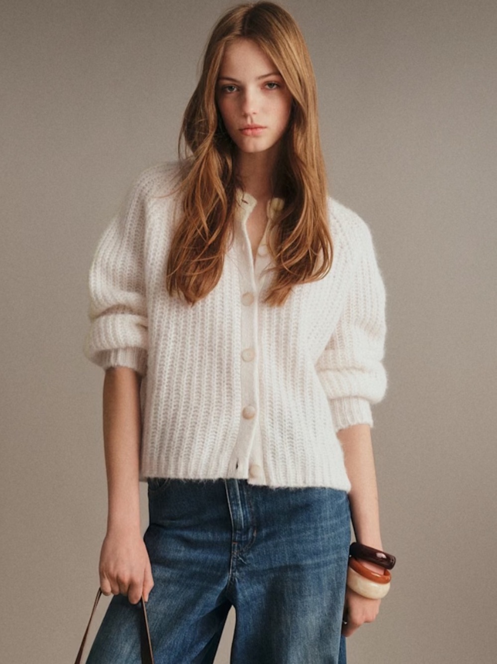 Sezane Emile Cardigan, Size S in Ecru
